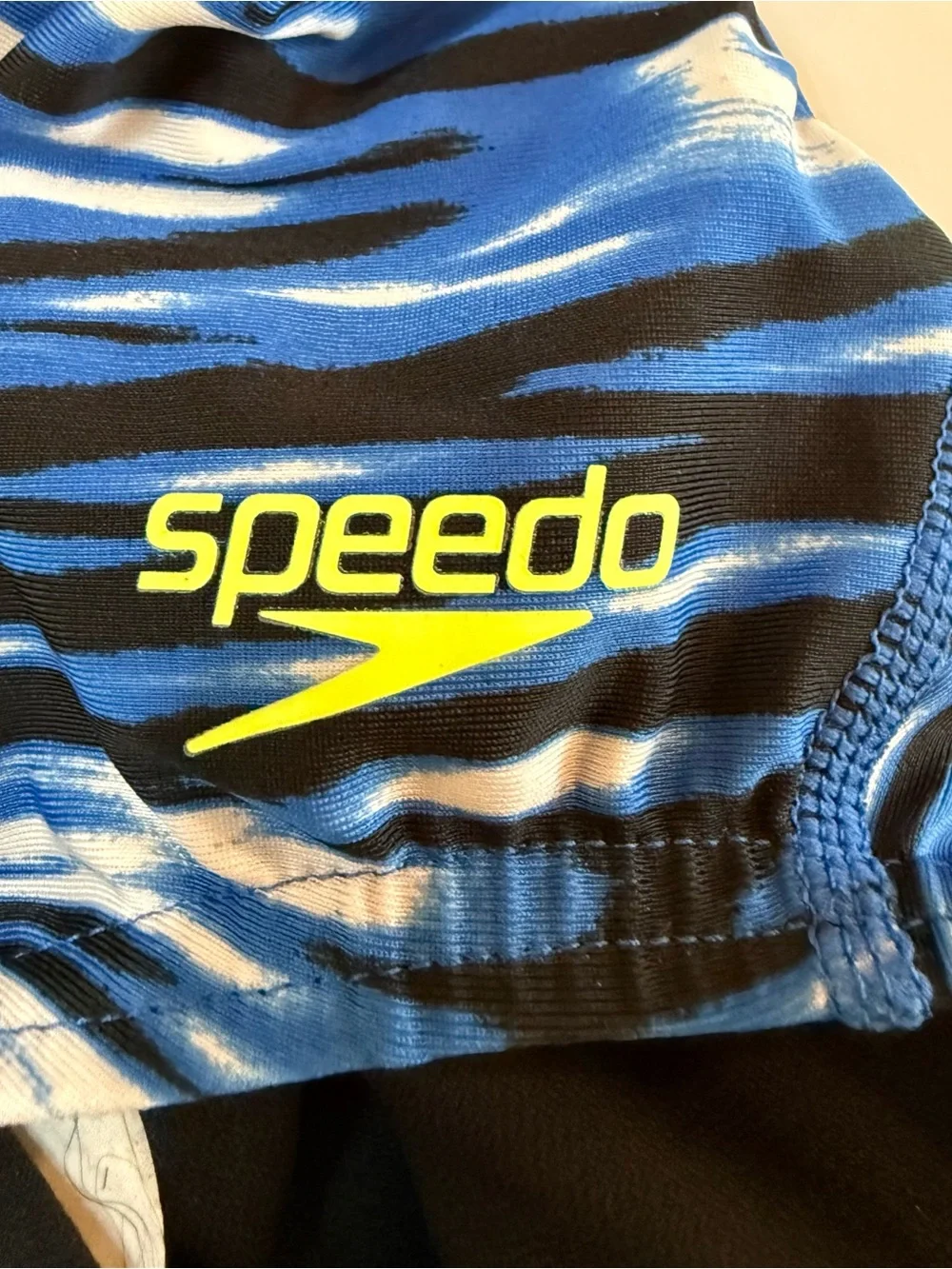 Speedo Blue Black White Graphic Girls' One-Piece Swimsuit size 28 girls